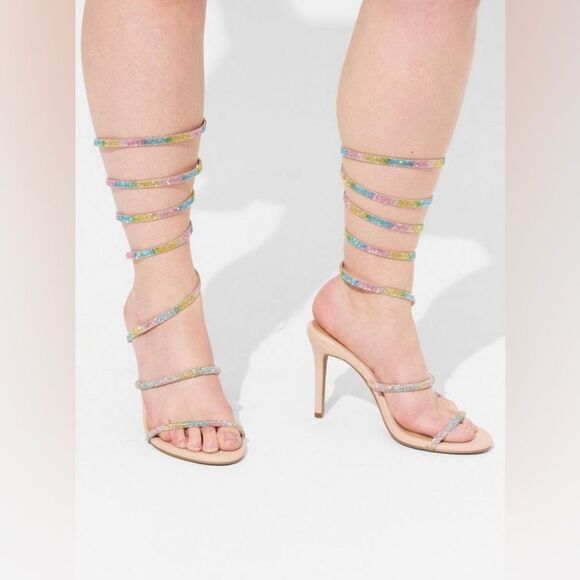 Torrid spiral multi color rhinestone heels new no tags size 9 - Picture 1 of 9